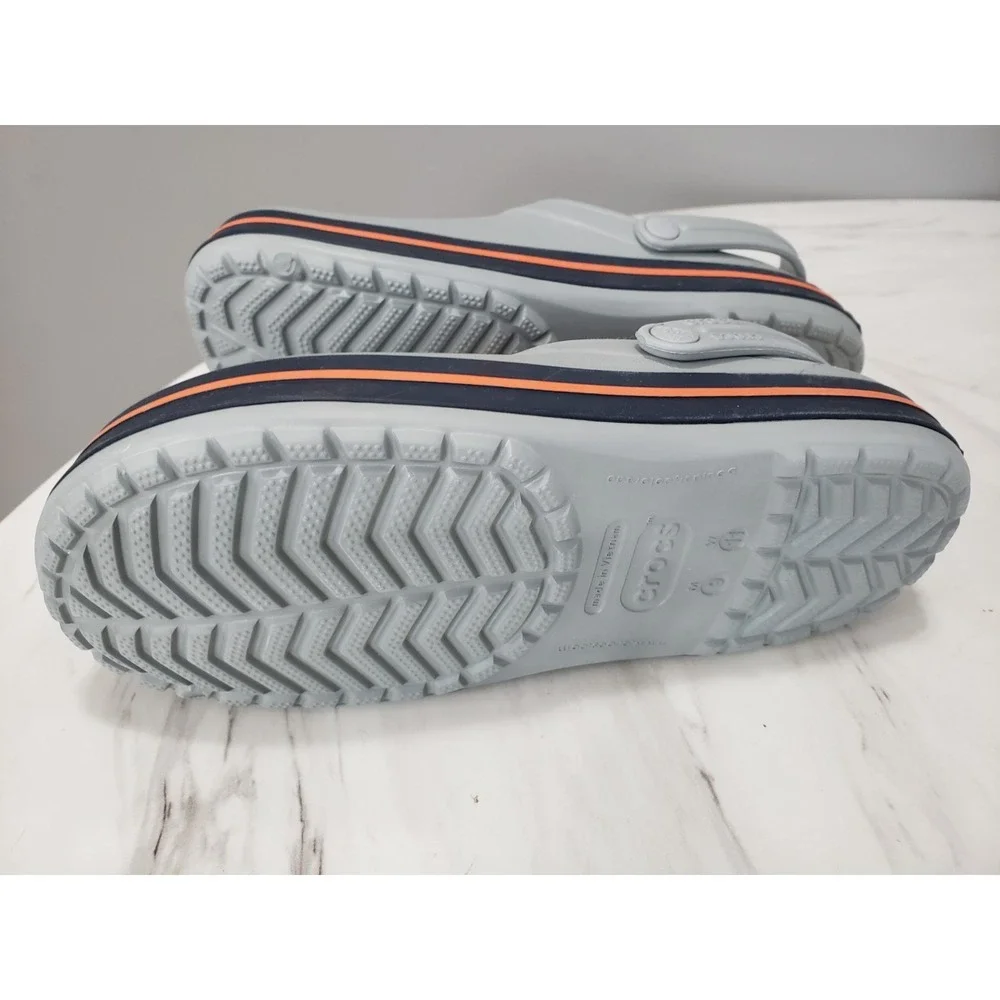NEW MENS 9 CROCS Crocband Clog Gray Black Orange  11016-01U